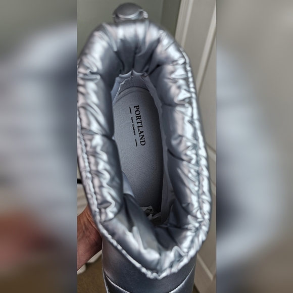 Portland Boot Company Women's Metallic Puffer Cozy Booties in Silver - Picture 13 of 13